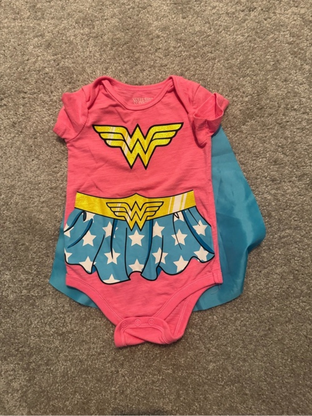 Wonder Woman Pink & Blue Baby Costume Onesie with Cape